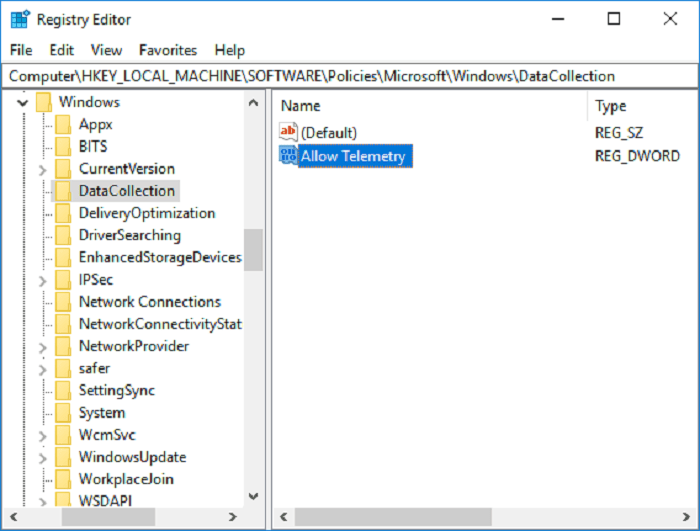Sử dụng Registry Editor để tắt Microsoft Compatibility Telemetry.